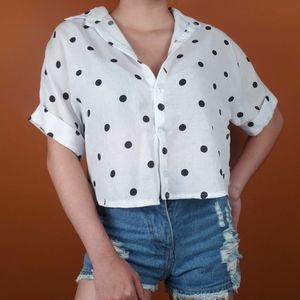 Black & White Polka Dot Button Up Top